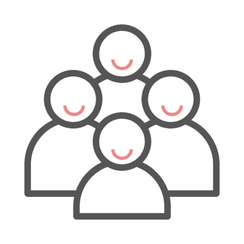 Personable value outline of 4 people smiling