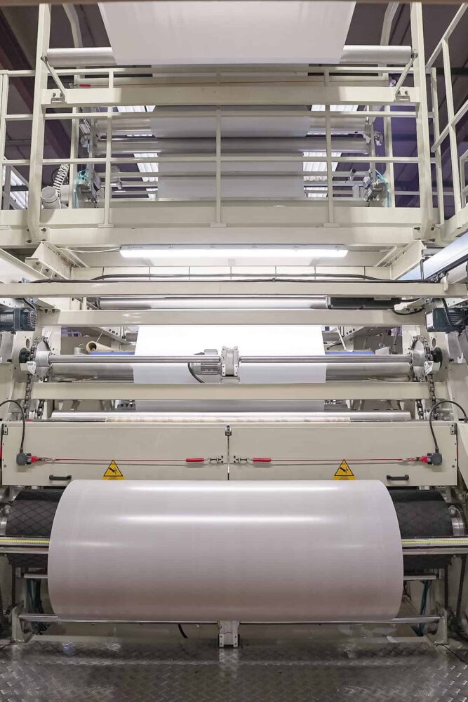 Co-Extruder Polythene rolling onto reel